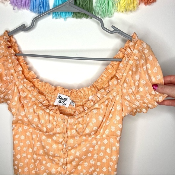 Princess Polly Donna Tangerine Orange Peach Floral Daisy Mini Dress Size 6 - Picture 6 of 16